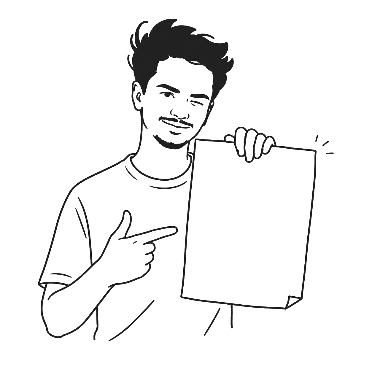 Illustration of Logesh winking and pointing at his resume